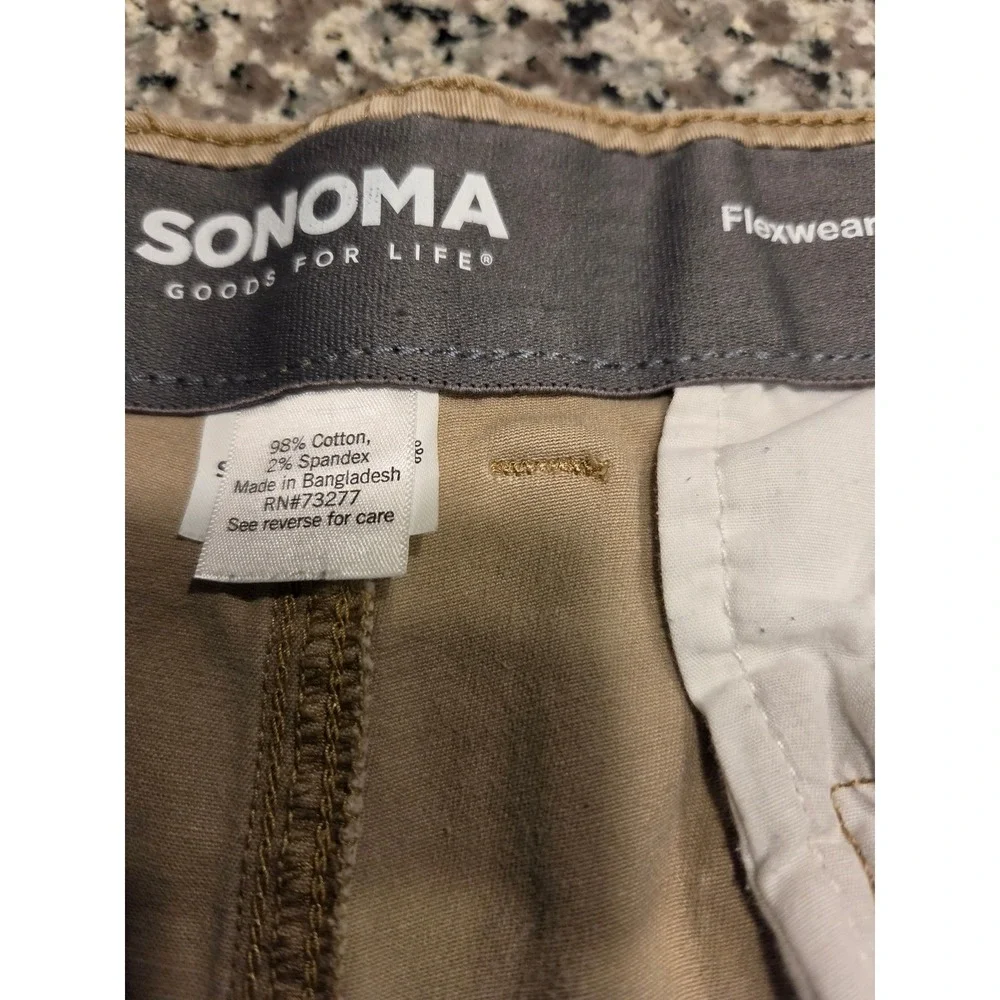 Sonoma Cargo Shorts Mens 40 Khaki Tan Flexwear Stretch Cotton Utility Pocket